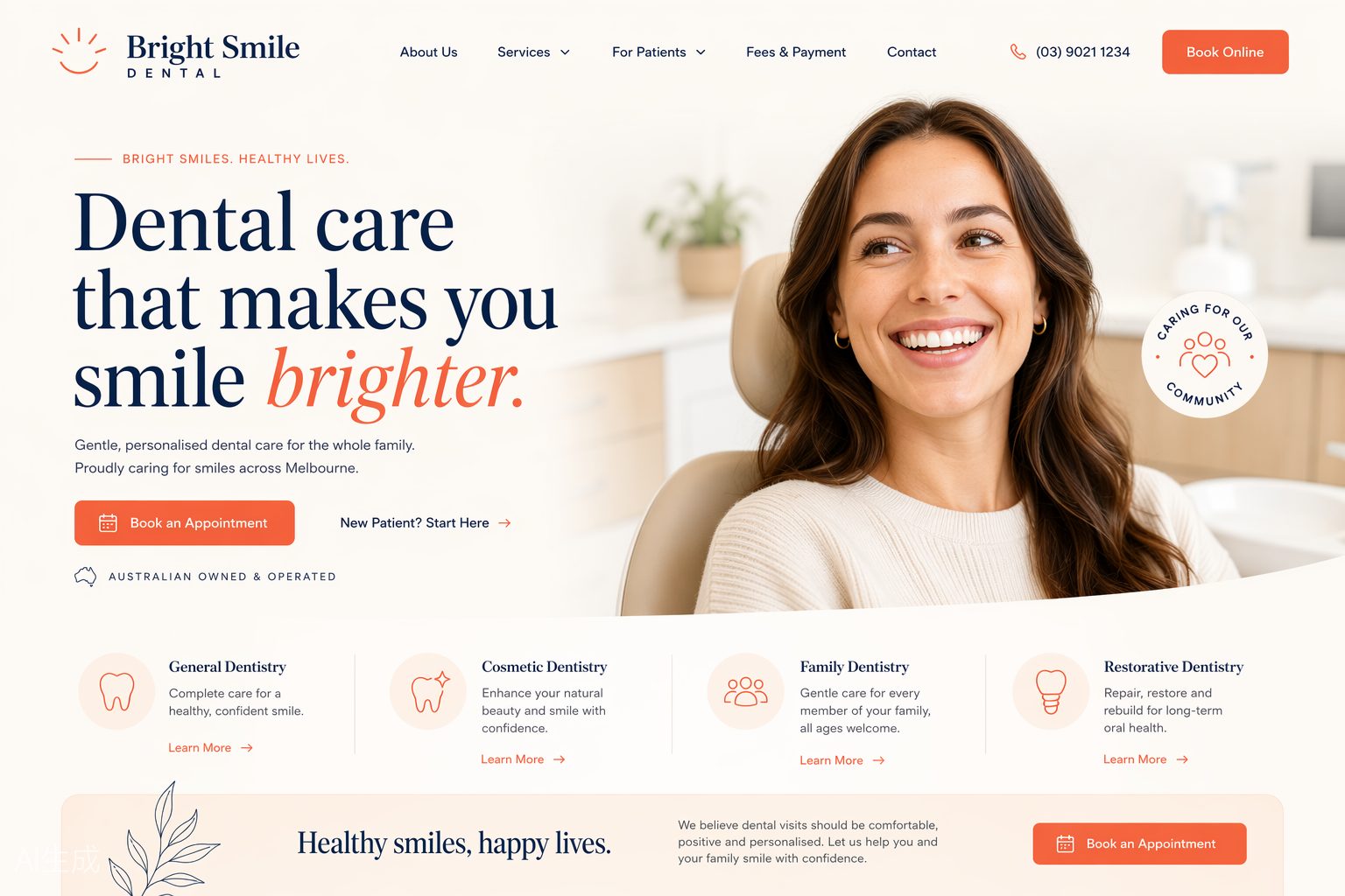 Bright Smile Dental website with online booking