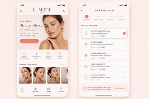 Lumiere Skin clinic website and mobile booking flow